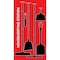 5S Supplies 5S Housekeeping Shadow Board Broom Station Version 8- Red Board / Black Shadows  With Broom HSB-V8-RED-KIT - alternate 1